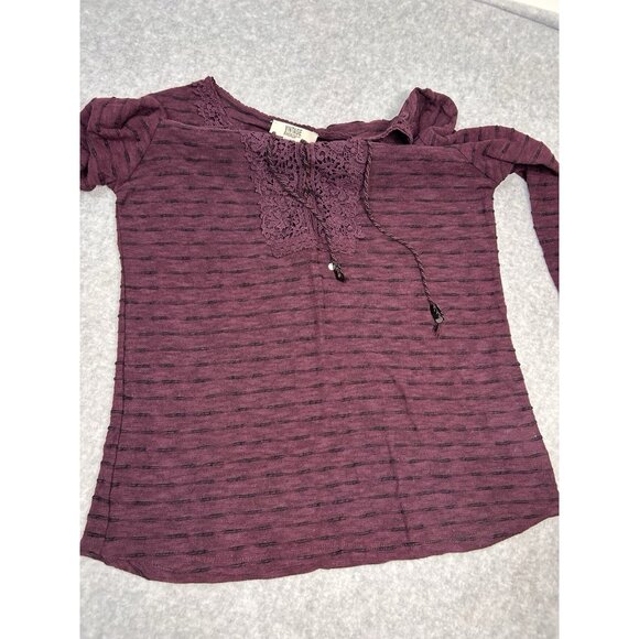 Vintage America Blues Purple Textured Knit Lace-Up Tunic Top Women’s Large - Picture 8 of 14